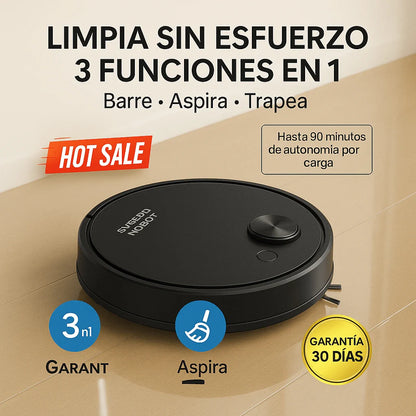 Robot de Limpieza Inteligente 3 en 1 (Barre, Aspira y Trapea)