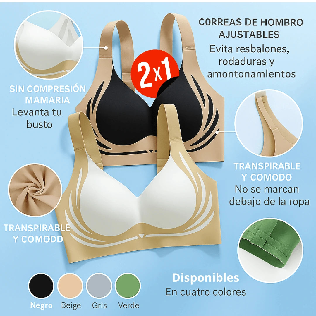 x2 Sujetadores sin aros ajustable de cuatro filas de color liso